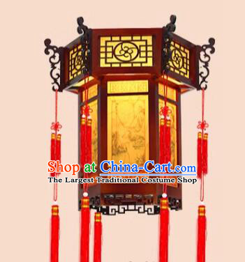 China Classical Landscape Painting Palace Lantern New Year Lantern Handmade Wood Lamp