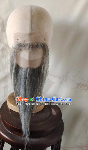 Ancient Costume Men Beard Mixed Color Gray And White Top Beard And Bottom Beard