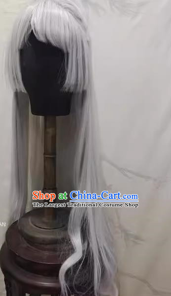 Silver White Wig Costume Wig For Women Lace Hand Hook Curly Hair Cute Gift Style Long Style For Men