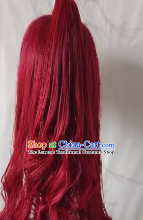Front Lace Props Costumes For Men And Women Red Beauty Pointed Curly Hair With Hanfu Custom Long Hair Wig