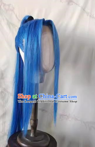 Hand Hook Wig Douluo Hand Woven Mainland Full High Ponytail Blue Mixed Silk Custom Beauty Tip
