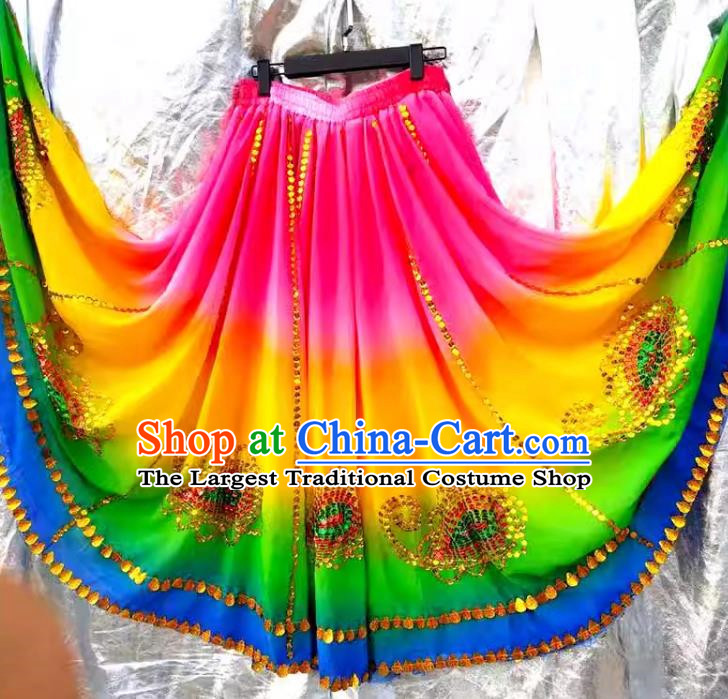 Full-color Chinese Xinjiang dance Uyghur Maixi Laipu stage square dance ethnic characteristics pure handmade sequined skirt with large swing