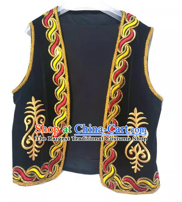 Black China Xinjiang dance costume men vest