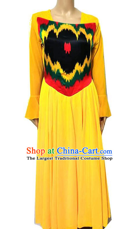 Yellow Chinese Xinjiang Uyghur costume inlaid Adelaide swing dress