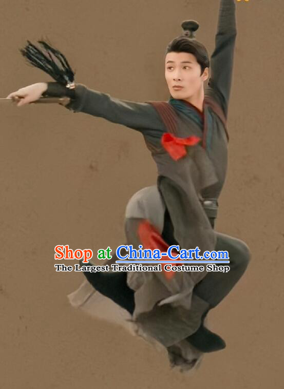 Chinese Ancient Swordsman Black Garments Classical Dance Clothing 2023 Spring Festival Gala Man Dance Costumes