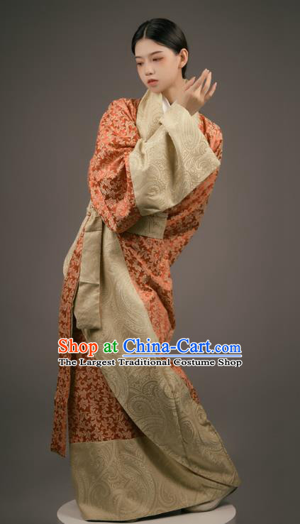 Chinese Hanfu Qu Ju Curving Front Robe Han Dynasty Royal Princess Historical Costume Ancient Empress Dress