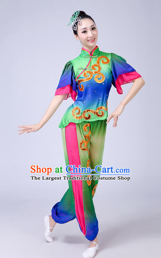 Chinese Folk Dance Outfit Fan Dance Costumes Yangko Dance Clothing Women Group Dance Fashion
