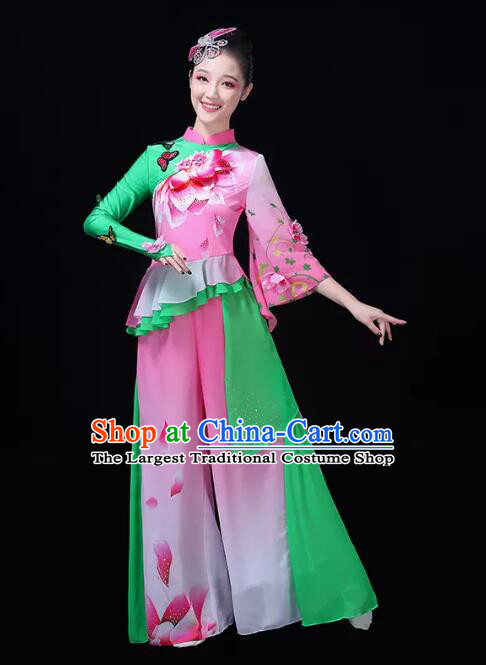 Chinese Women Group Dance Fashion Folk Dance Outfit Fan Dance Costumes Yangko Dance Clothing