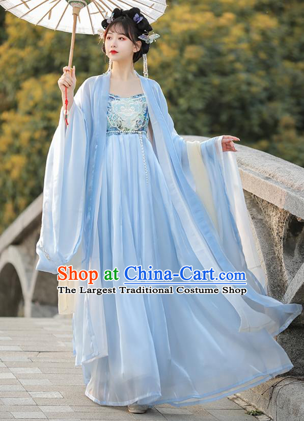 Chinese Traditional Hezi Dress Ancient Hanfu Fairy Clothing Tang Dynasty Young Woman Costumes