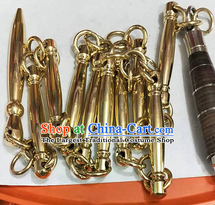 Chinese Kung Fu Prop Top Handmade Brass Nine Section Whip Wushu Martial Arts Performance Whip