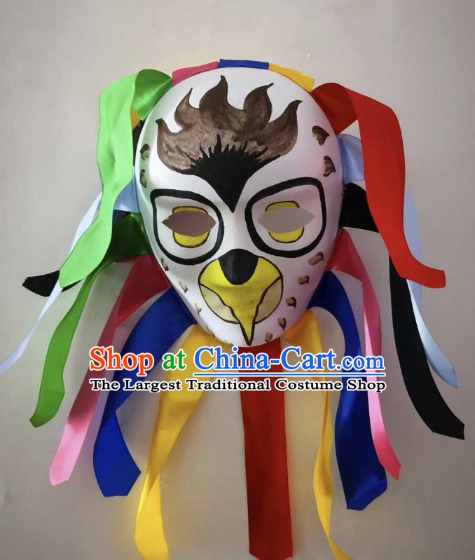 China Drama God Masque Hand Painted Eagle Nuo Opera Mask Sacrifice Dance Headwear