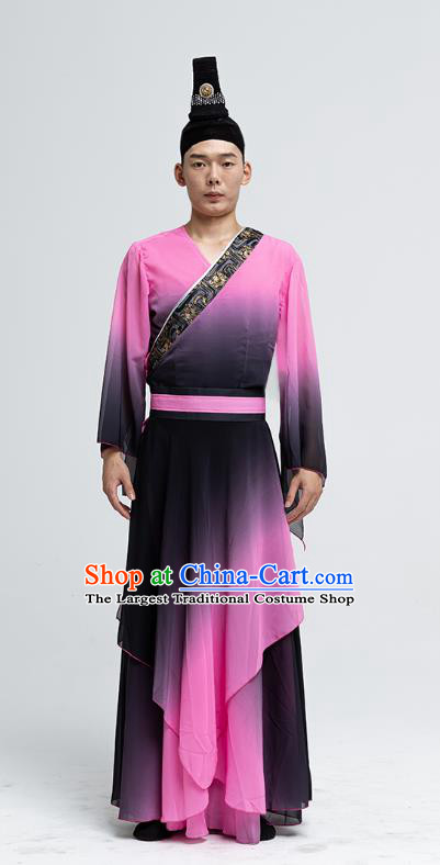 Chinese Stage Show Clothing Male Solo Dance Garment Costume Classical Dance Pink Fashion