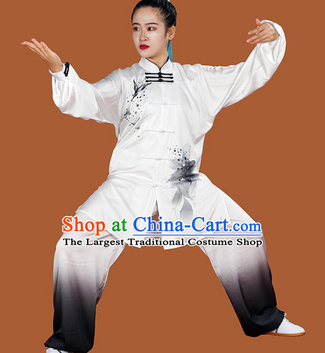 Chinese Kongfu Clothes Taijiquan Performance Ink Painting Butterfly Outfit Tai Chi Competition Clothing Wushu Tournament Uniform