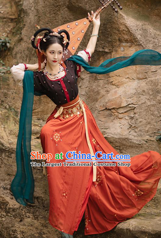 Chinese Ancient Young Beauty Clothing Tang Dynasty Female Costumes Traditional Feitian Flying Apsaras Hanfu Dresses
