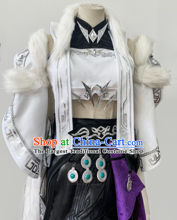 Top Ancient Young Woman Costumes Cosplay Blade Lady Clothes Jian Xia Qing Yuan Swordswoman Clothing