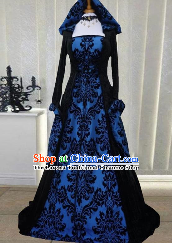 European Retro Style Long Sleeved Hooded Flared Dress Suitable For Palace Formal Occasions Stage Plays
