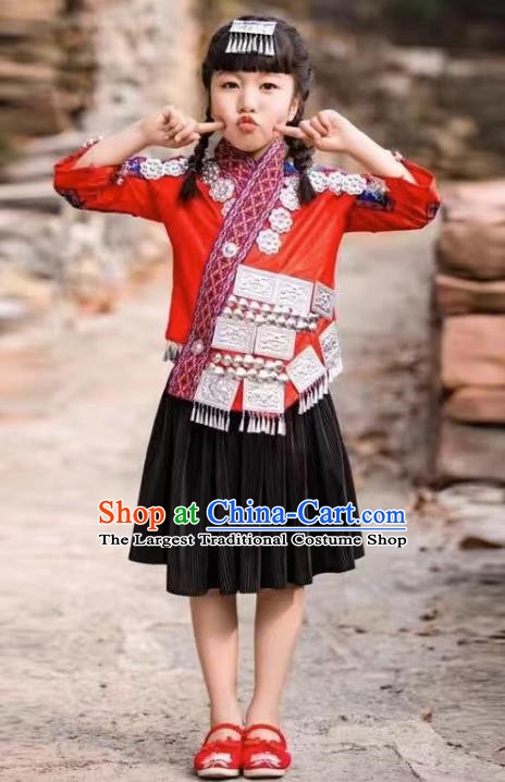 Miao Costume Girls  Headdress Collar Hani Children Costumes For Travel And Photography For Children National Costumes