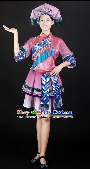 Pink Suit Ethnic Minority Clothing Zhuang Costume Double Skirt