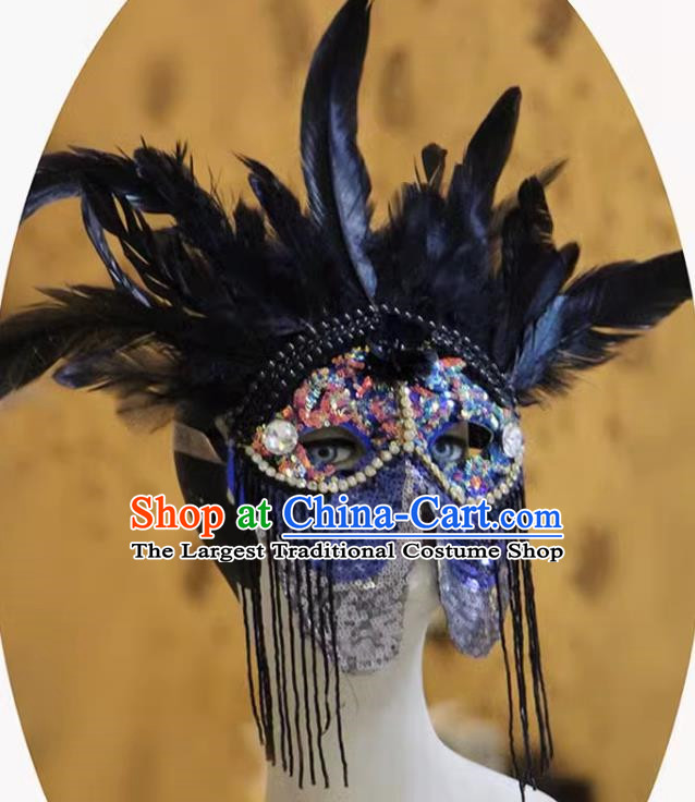 Indian Tribal Ethnic Feather Men's Mask Performance Art Catwalk Party Halloween
