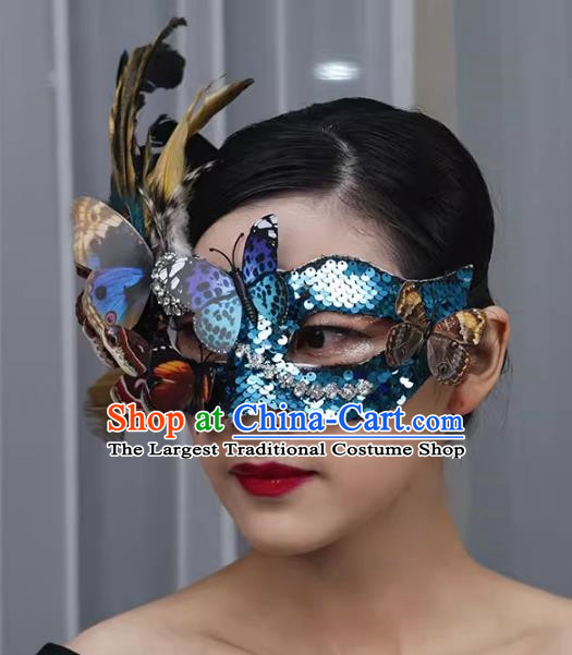 Exaggerated Venetian Green Flower Mask Feather Masked Singer Halloween Carnival Masquerade Party