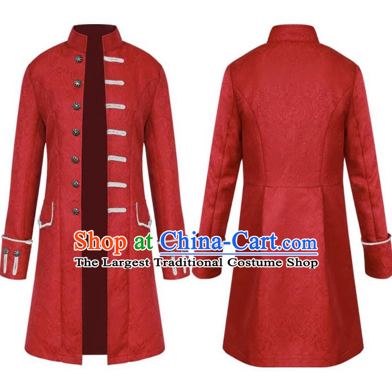 European And American Retro Jacquard Stand Collar Coat Male Cosplay Congressman Lawyer Long Coat Stage Drama Large Size Costume