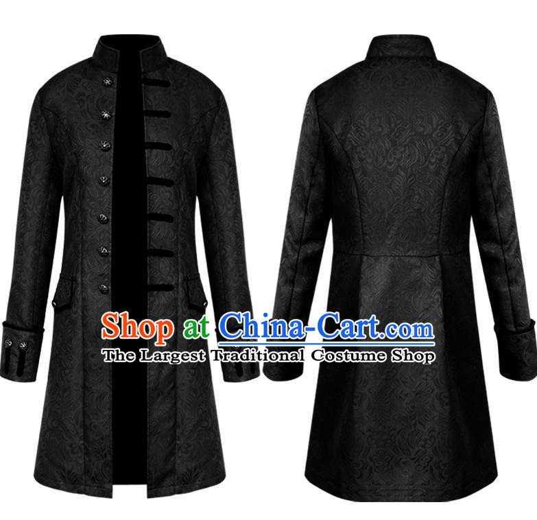 European And American Retro Jacquard Stand Collar Coat Male Cosplay Congressman Lawyer Long Coat Stage Drama Large Size Costume