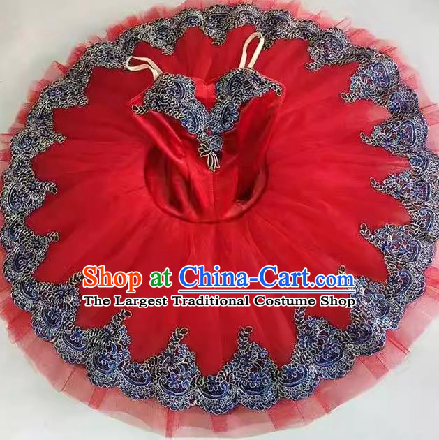 Red Ballet Skirt Adult Competition TUTU Skirt Professional Performance Gauze Skirt Costume Girls