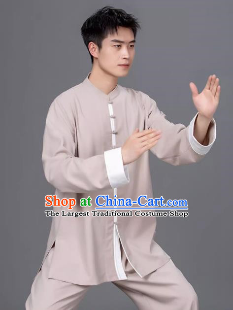 Tai Chi Clothing Cotton Linen Practice Clothing Long Sleeved Performance Clothing Tang Suit Chinese Men