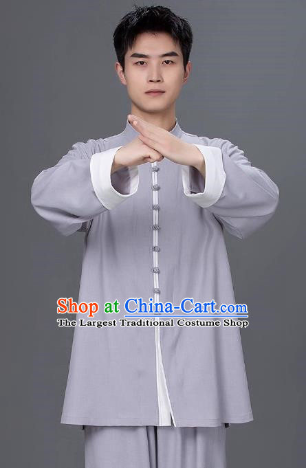 Tai Chi Clothing Cotton Linen Practice Clothing Long Sleeved Performance Clothing Tang Suit Chinese Men