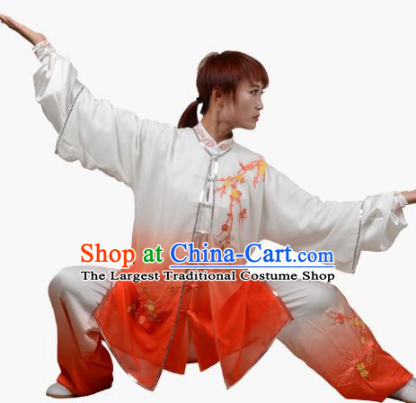 Three Piece Suit Of Tai Chi Clothing Hanmei Heralds Spring Embroidery Practice Clothing Spring And Summer Styles Gradient Transition Color Veil For Men And Women The Same Style