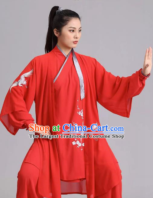 Embroidered Tai Chi Clothing Silk Hemp Three Piece Set Hanfeng Martial Arts Performance Practice Clothing Group Performance Clothing Qigong