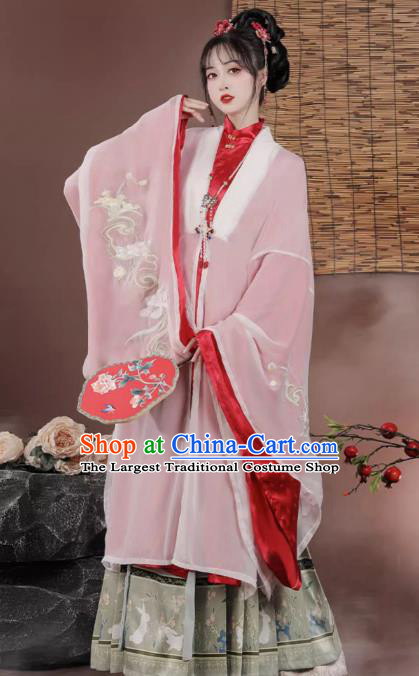 China Traditional Hanfu Gown Cape Mamian Skirt Ancient Noble Woman Costumes Ming Dynasty Clothing
