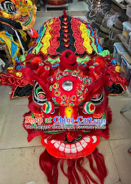 Handmade China Red Fut San Lion Head New Year World Competition and Parade Lion Dance Costume Complete Set