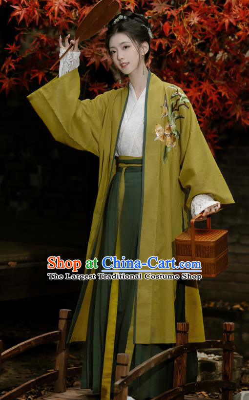 China Song Dynasty Woman Clothing Traditional Hanfu Female Costumes Ancient Embroidered Cloak Blouse and Skirt Complete Set