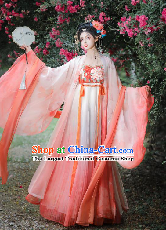 China Ancient Court Woman Dresses Tang Dynasty Royal Empress Clothing Traditional Hanfu Hezi Qun for Women
