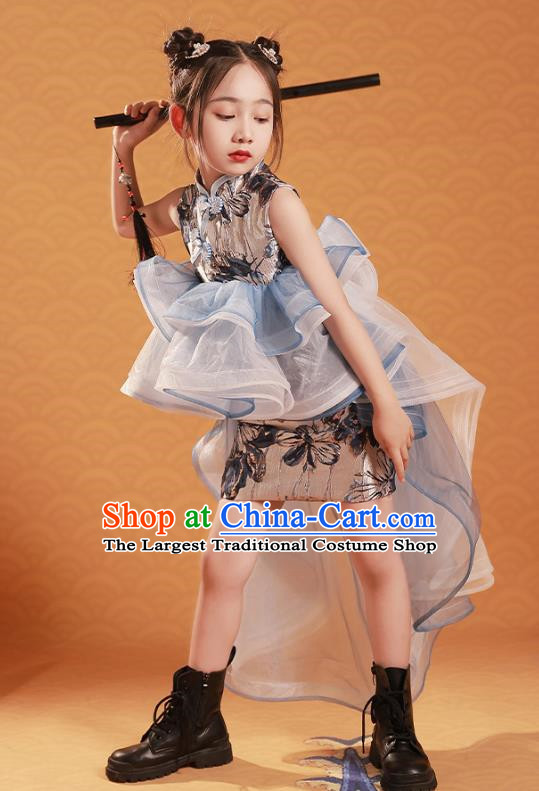 Children Cheongsam Chinese Style Girl Model Catwalk Show Dress