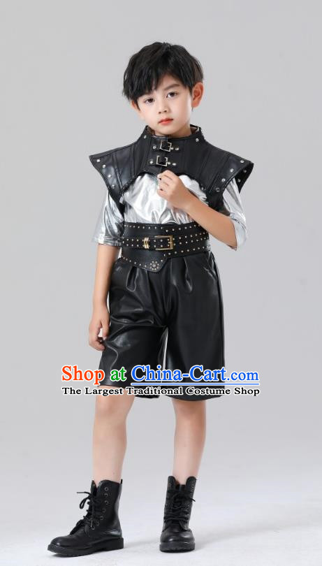 Children Metaverse Costume Boys And Girls Technology Sense Costume Silver Warrior Cool Sci Fi Catwalk Fashion Costume