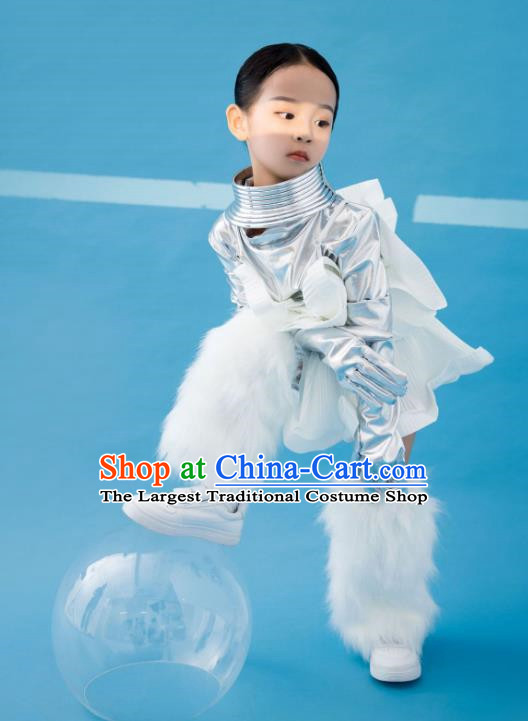Girls Catwalk Trendy Clothing Futuristic Sense Of Technology Space Suit Astronaut Silver Model Car Model Yuan Universe T Stage Performance