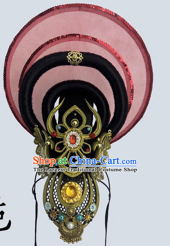 Chinese Classical Dance Headdress Dunhuang Flying Western Regions Lantern Dance Five Stars Out Of The Oriental Silk Road National Performance Wig Hair Accessories