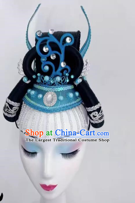 Chinese Classical Dance Headdress Costume Performance Flying Chang E Hair Bun Wig Stick Hair Crown Headdress Tang Dynasty Imperial Concubine Dunhuang