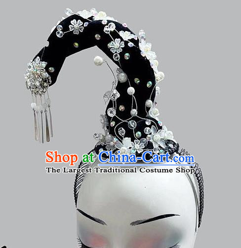 Chinese Classical Dance Headdress Ancient Costume National Dance Hanfu Wig Hair Bun Beauty Line Dance Hair Accessories Flying Performance