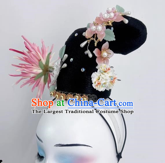 Chinese Classical Dance Drunk Flower Shade Dance Headdress Drunk Flower Shade Performance Headdress National Dance Wig Hair Decoration Art Examination Headdress
