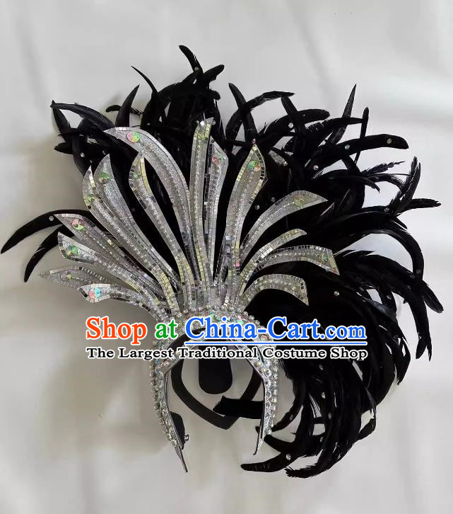 Opening Dance Performance Black Feather Headdress Team Samba Carnival Halloween