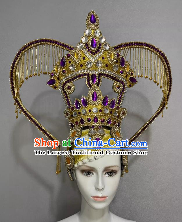 Chinese Dai Nationality Thailand Opening Dance Performance Feather Headdress Dance Team Samba Costume Carnival Halloween