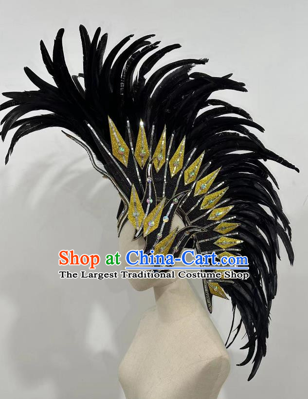 Black Feather Opening Dance Show Feather Headdress Dance Team Samba Costumes Carnival Halloween