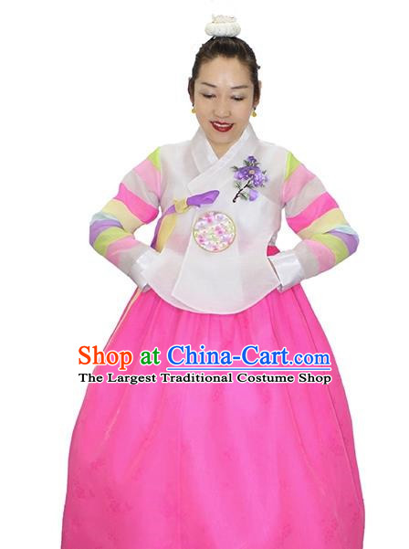 Korean White Colorful Section Traditional Costume Bride Wedding Toast Hanbok