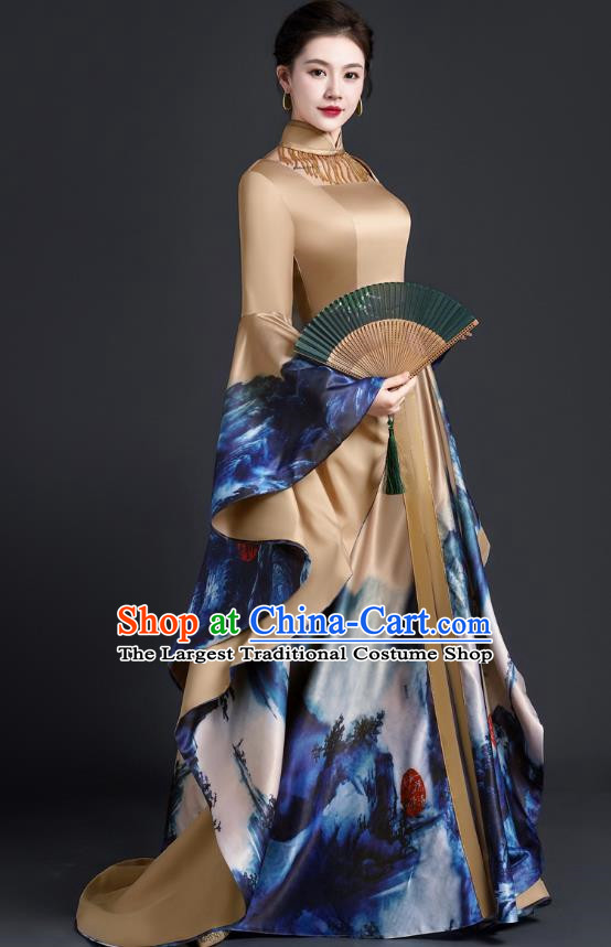 Exaggerated Big Sleeve Model Catwalk Costume Top Atmospheric Guzheng Performance Art Test Vocal Music Performance Host Dress Female