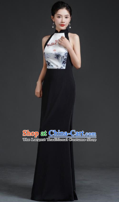 Chinese Style Banquet Evening Dress Sexy Shoulders Young Improved Catwalk Cheongsam Long Party Party Dress