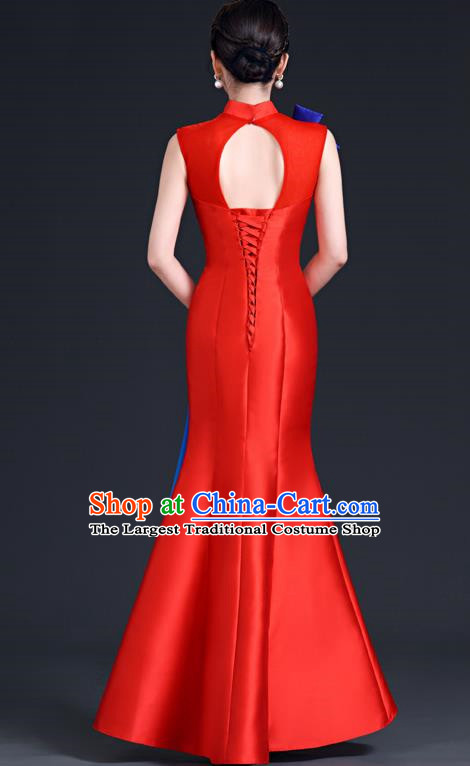 Chinese Style Improved Long Fishtail Banquet Evening Dress Skirt Annual Meeting Performance Host Catwalk Cheongsam
