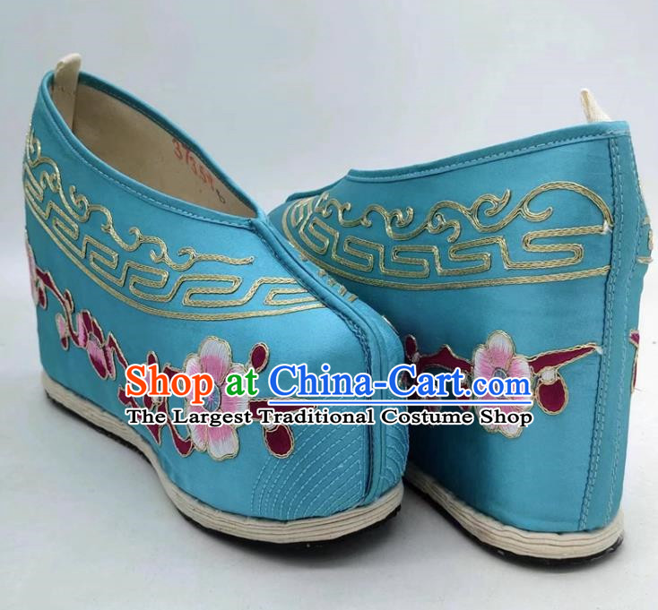 Inner Heightening Embroidered Shoes Thousand Layer Bottom Inner Heightening Opera Ancient Costume Color Shoes Chinese Style Miss Xiaodan Shoes Women